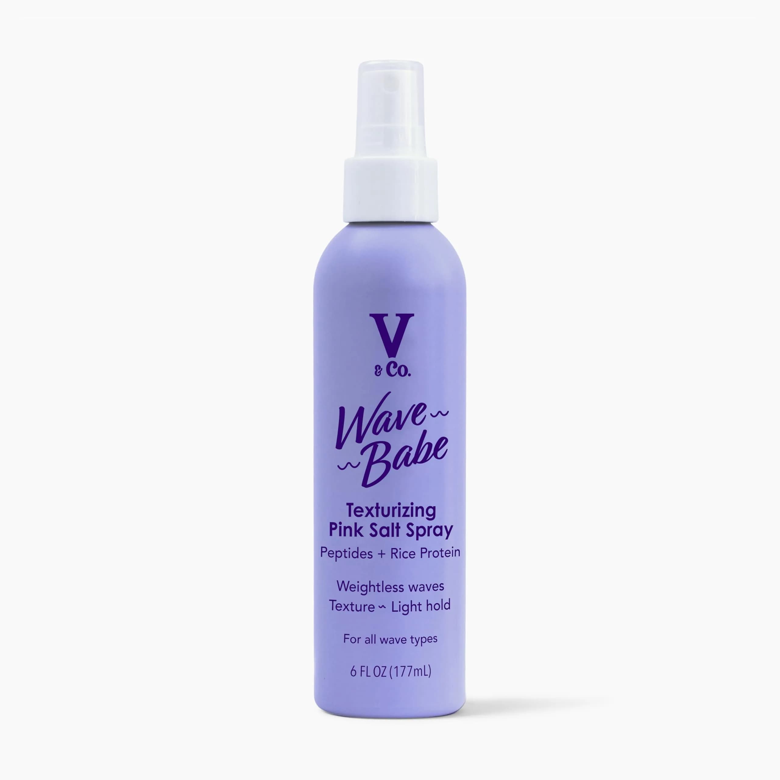 V&CO Wave Babe Texturizing Pink Salt Spray – Beach Wave Spray for Wavy Hair with Himalayan Pink Salt & Peptides – Lightweight Texturizing & Volumizing Mist for Soft, Touchable Texture