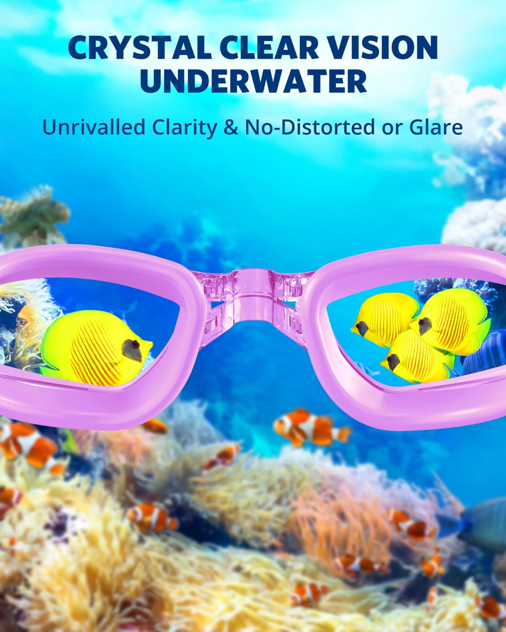 Aegend Swim Goggles Purple Clear Universal Fit Adult Youth | Anti-Fog UV Protection Leakproof - view 5