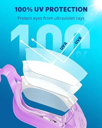 Aegend Swim Goggles Purple Clear Universal Fit Adult Youth | Anti-Fog UV Protection Leakproof thumbnail 2