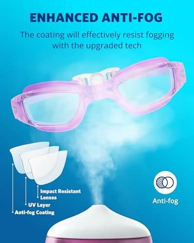 Aegend Swim Goggles Purple Clear Universal Fit Adult Youth | Anti-Fog UV Protection Leakproof thumbnail 3