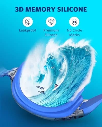 Aegend Swim Goggles, Sapphire Blue Clear Anti-Fog & UV Protection, 180° Panoramic View | Leakproof Silicone Seal for Adults & Youth thumbnail 4