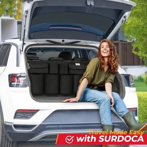 SURDOCA Large Capacity Car Trunk Organizer 110cm (43.3in) | Heavy Duty 600D Oxford Fabric with 8 Pockets thumbnail 6