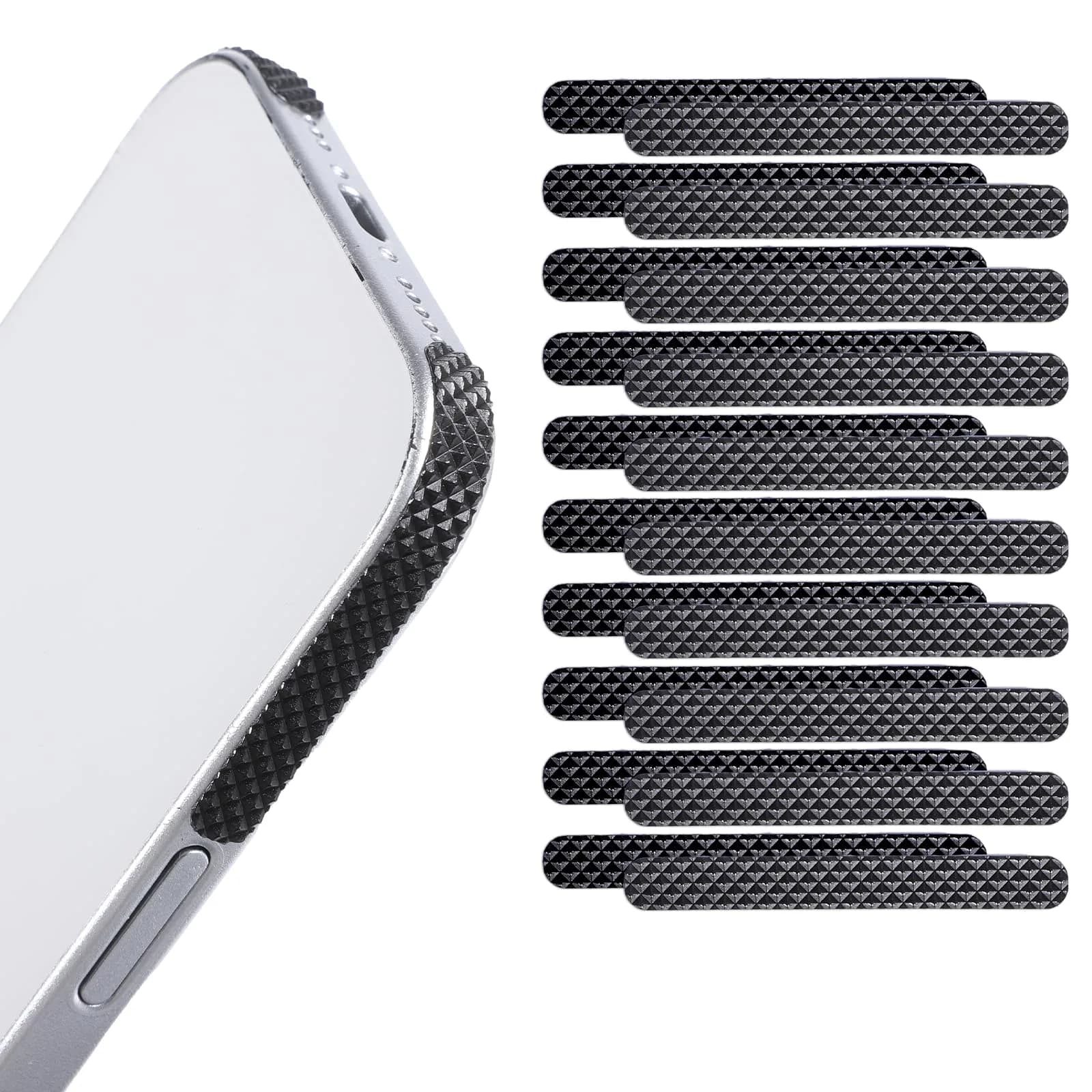 Ajcotahm 20 PCS Cell Phone Grip Tape, Black Non Slip Side Sticker Adhesive | Anti-Slip Rubber Stickers for Phone Case & Tablet — Black