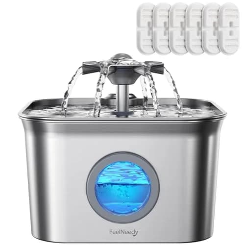 FEELNEEDY Cat Water Fountain Stainless Steel 2.8L | Ultra-Quiet, Dishwasher Safe, 4-Stage Filtration thumbnail 1