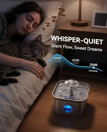 FEELNEEDY Cat Water Fountain Stainless Steel 2.8L | Ultra-Quiet, Dishwasher Safe, 4-Stage Filtration thumbnail 4