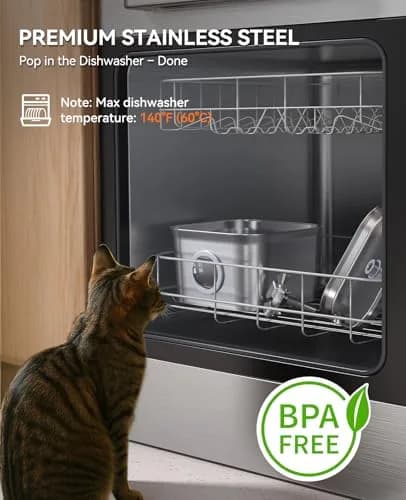 FEELNEEDY Cat Water Fountain Stainless Steel 2.8L | Ultra-Quiet, Dishwasher Safe, 4-Stage Filtration thumbnail 3