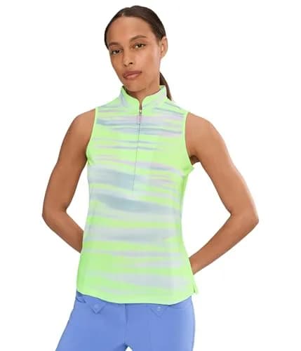 Jamie Sadock Painted Sunset Sleeveless Front Zip Yellow Small | Casual Women’s Tank Top thumbnail 1