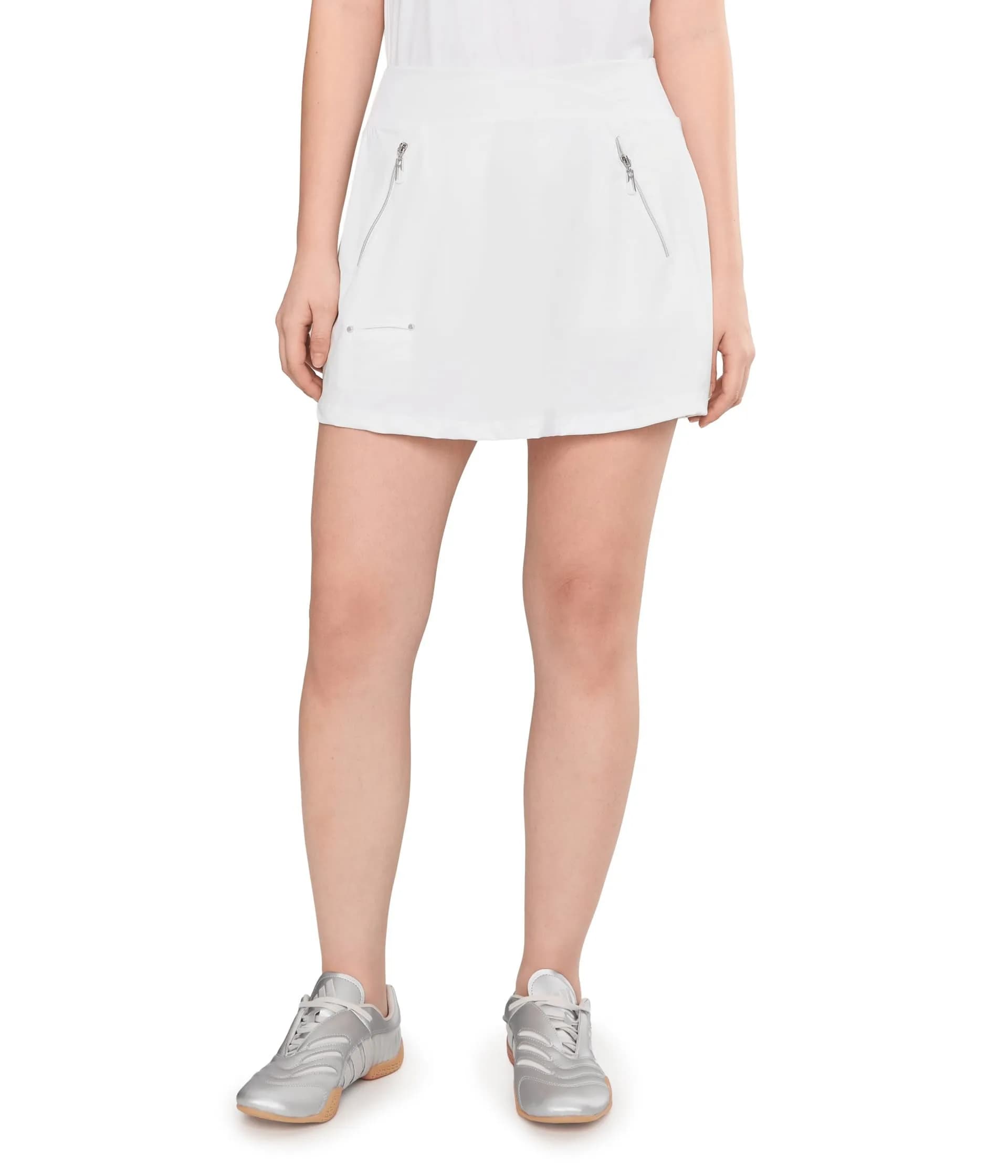 Jamie Sadock Women's 16" Skort with Built in Shorts | Tummy Tuck, White, Medium