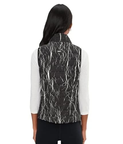 Jamie Sadock Women's Quilted Zip Front Vest Zippered Side Pockets Black Small | Modern Square Pattern, Sleeveless, Fall Style thumbnail 4