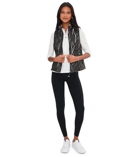 Jamie Sadock Women's Quilted Zip Front Vest Black X-Large | Modern Square Pattern, Sleeveless, Fall Fit thumbnail 2