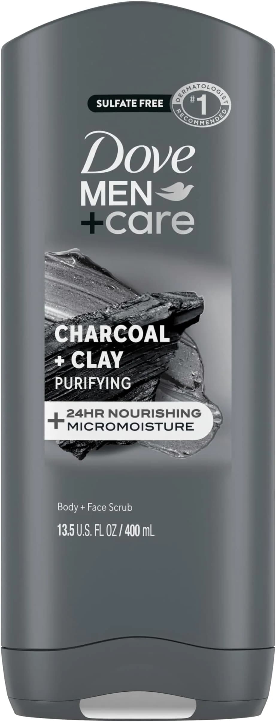 Dove Men+Care Charcoal + Clay Body & Face Wash 13.5oz Pack of 6 | Hydrates & Purifies Skin — Charcoal + Clay