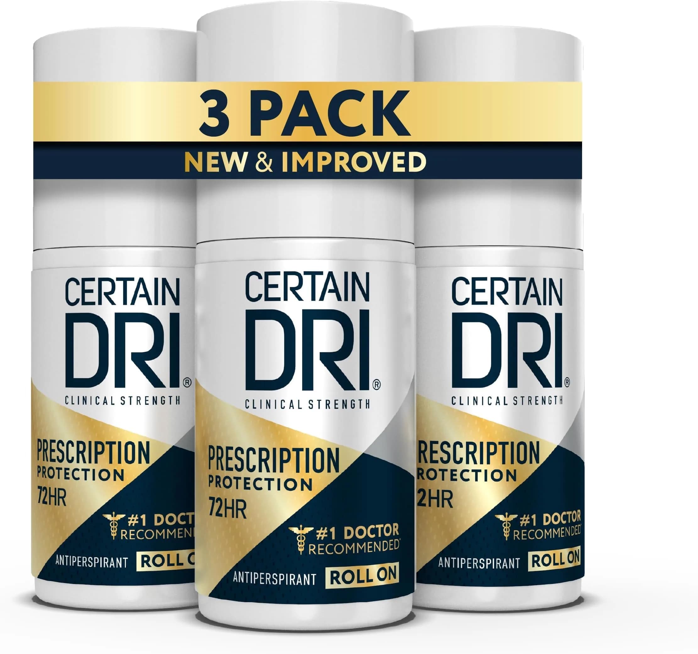 Certain Dri Prescription Strength Clinical Roll-On Antiperspirant, Fragrance-Free, 1.2 fl oz (24 Pack) - main product image