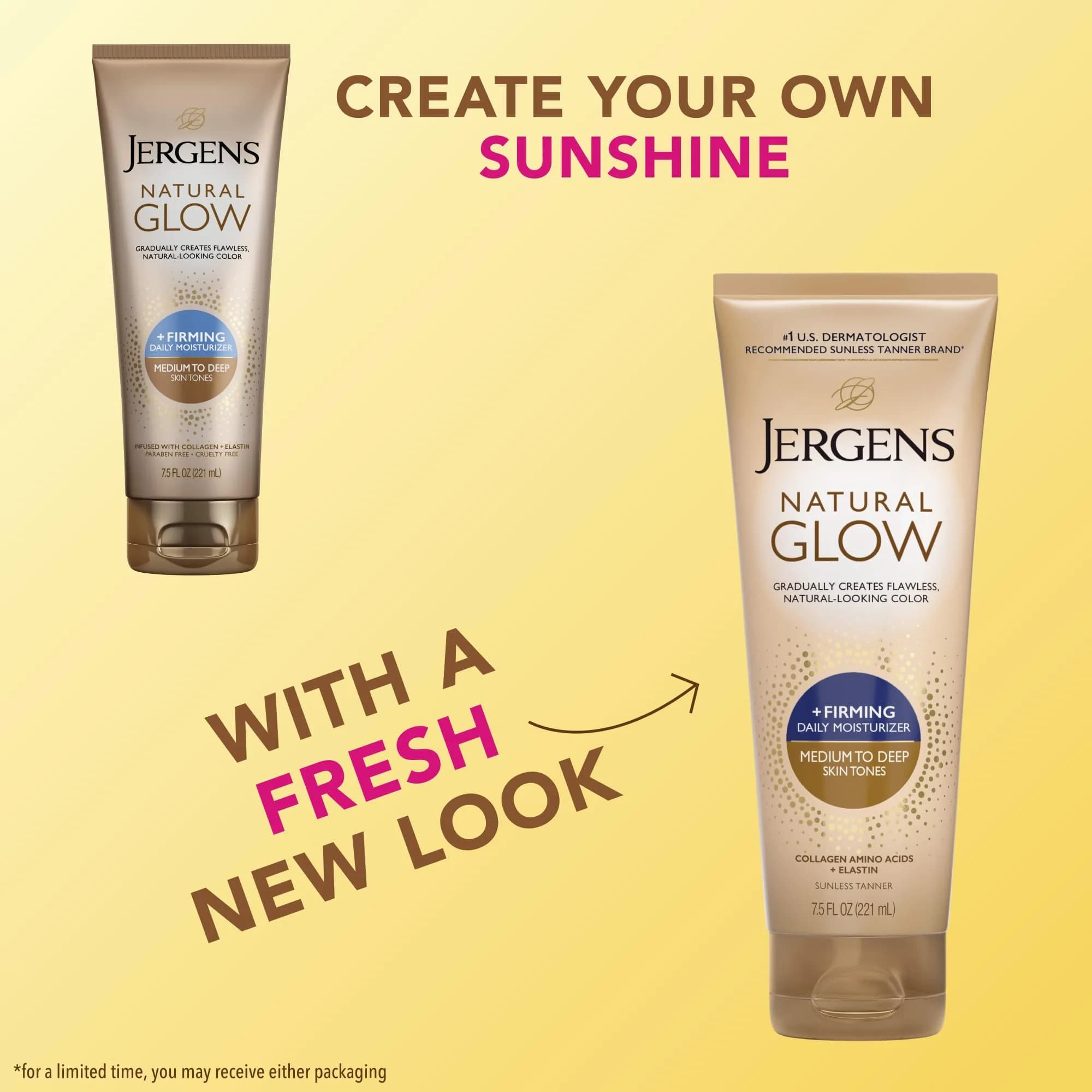 Jergens Natural Glow +Firming Body Lotion, Medium to Deep Skin Tone, 4x 7.5 Oz Bottles | Gradual Tan & Cellulite Reduction - view 2