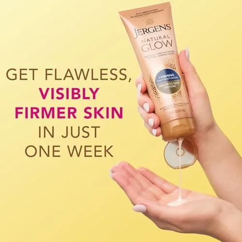 Jergens Natural Glow +Firming Body Lotion, Medium to Deep Skin Tone, 7.5 Oz (222ml) Bottles (Pack of 4) | Gradual Self Tanner with Collagen & Elastin thumbnail 6