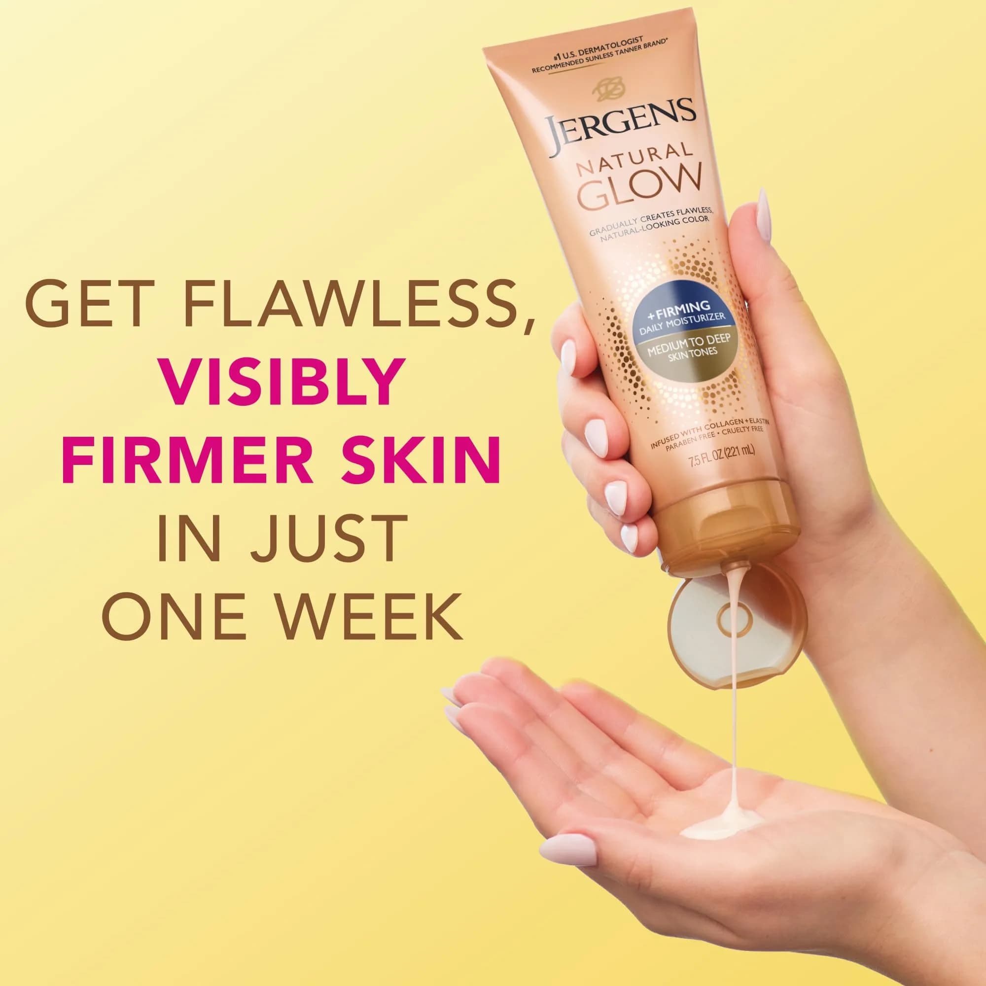 Jergens Natural Glow +Firming Body Lotion, Medium to Deep Skin Tone, 4x 7.5 Oz Bottles | Gradual Tan & Cellulite Reduction - view 6