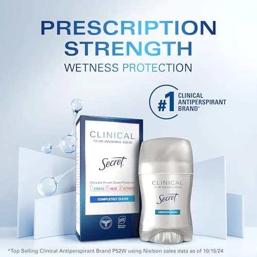 Secret Clinical Strength Antiperspirant Deodorant for Women, Invisible Solid, Completely Clean Scent, 19.2 oz (Pack of 12) | 72hr Sweat & Odor Protection thumbnail 5