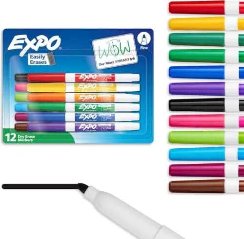 EXPO Low Odor Dry Erase Markers, Fine Tip, Assorted Colors, 96 Count | Bulk Pack Marking Pens for Classrooms & Offices thumbnail 1