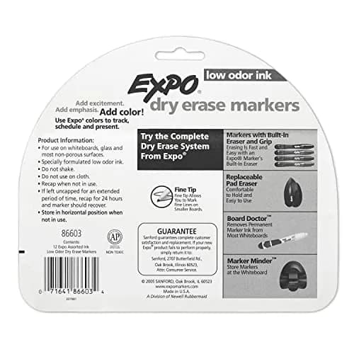EXPO Low Odor Dry Erase Markers, Fine Tip, Assorted Colors, 96 Count | Bulk Pack Marking Pens for Classrooms & Offices thumbnail 9
