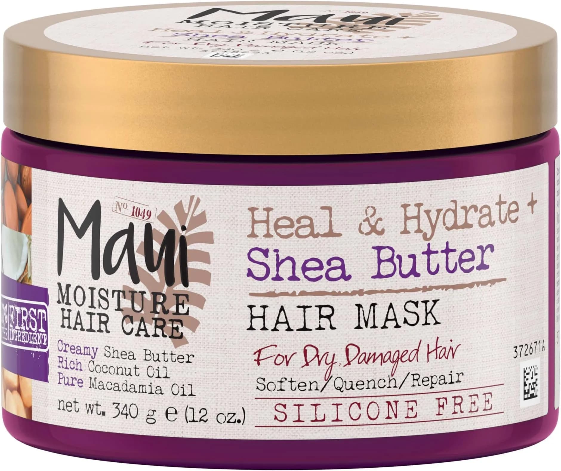 Maui Moisture Heal & Hydrate + Shea Butter Hair Mask & Leave-In Conditioner Treatment 72oz (2.13L) | Deeply Nourish Curls & Repair Split Ends - main product image