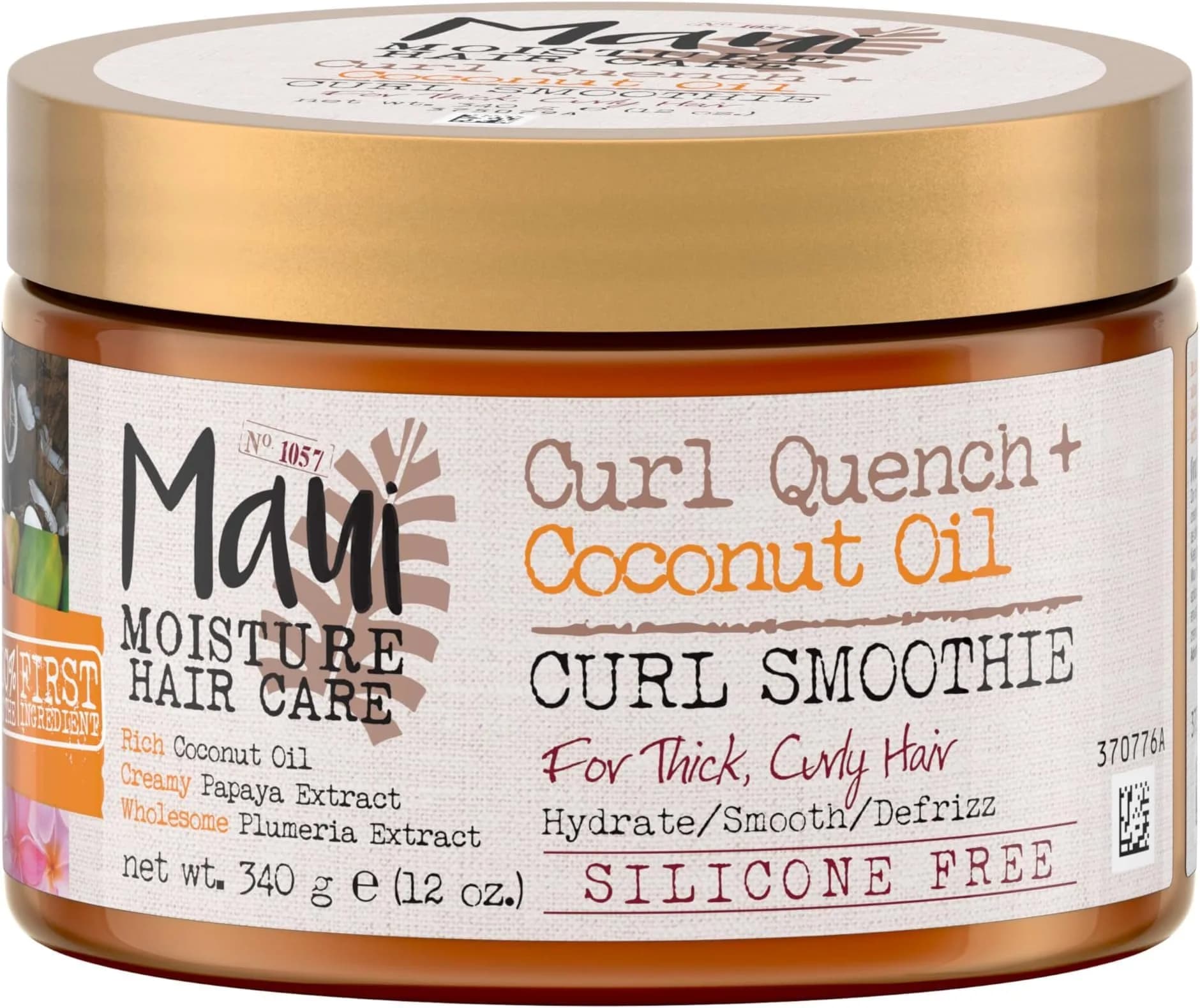 Maui Moisture Curl Quench + Coconut Oil Hydrating Curl Cream Smoothie 355ml (12 fl oz) | Tames Frizz for Curly Hair