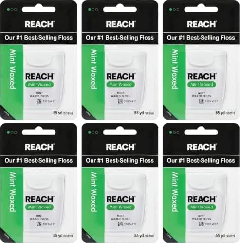 REACH Mint Waxed Dental Floss 165 Foot (5940 yd) | Shred Resistant, PFAS-Free, Dentist Recommended thumbnail 1