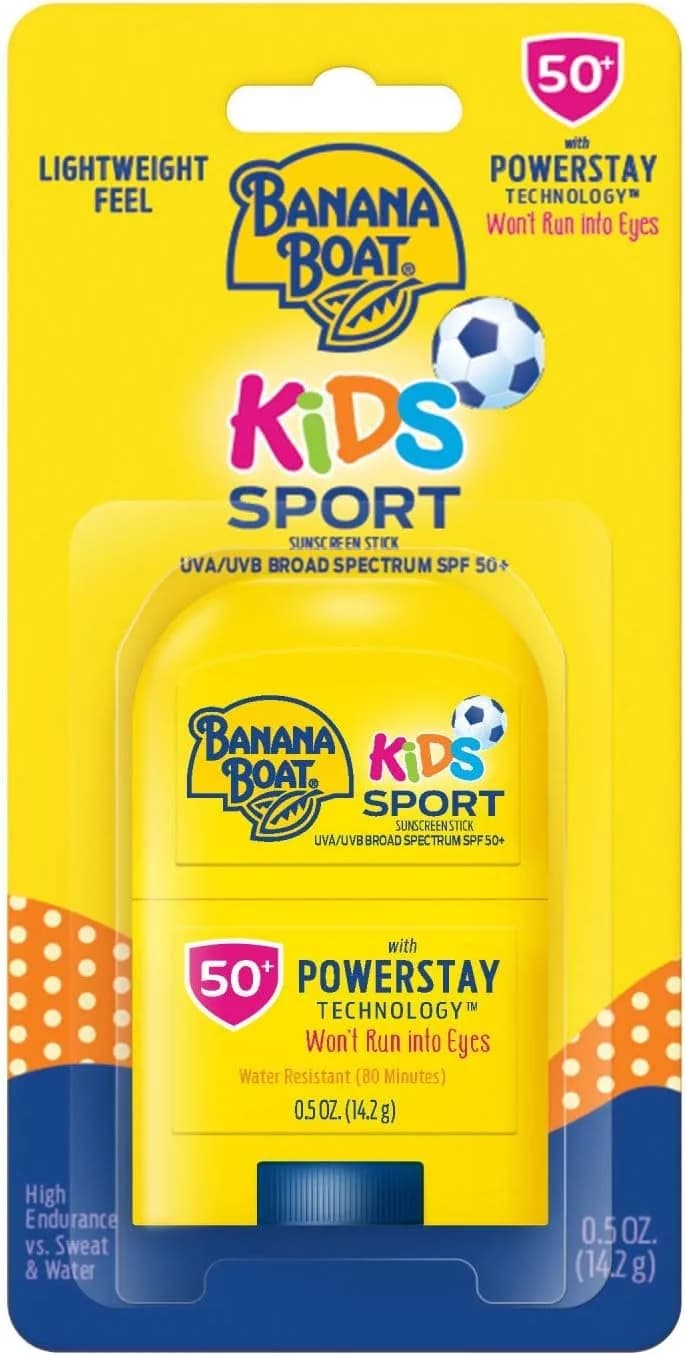 Banana Boat Sport Kids Sunscreen Stick SPF 50, 0.5 oz (14.79 ml) | Tear-Free & Sting-Free Protection — 0.5 Ounce
