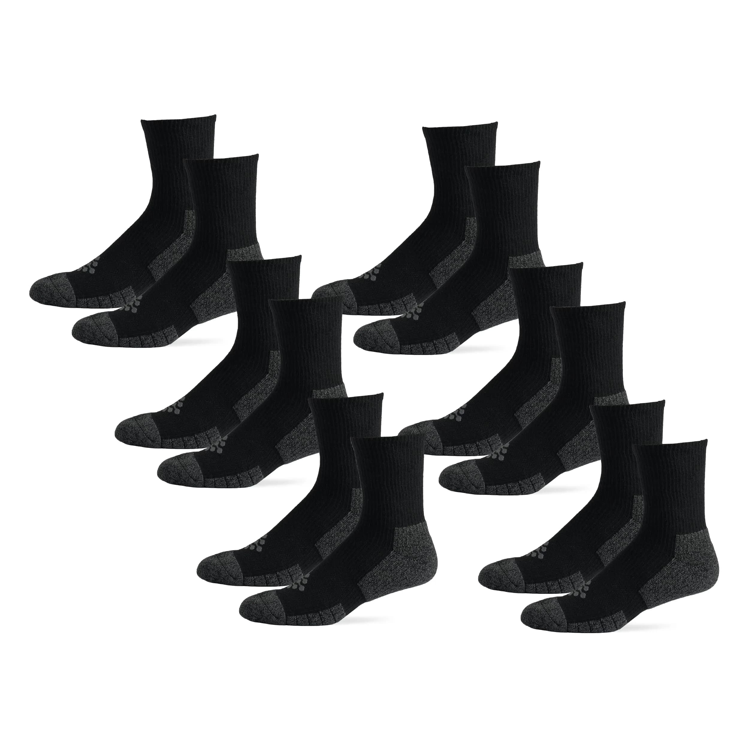 Grandview Hosiery LLC Flow Cushion High Impact Mid-Crew Socks 10-14.5 | Maximum Impact Comfort & Support — Black