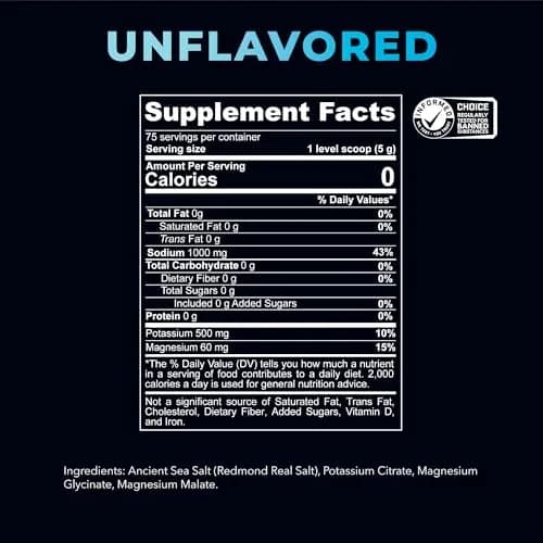 REDMOND Re-Lyte Sugar Free Electrolyte Powder Drink Mix (Unflavored) | Hydrates Naturally, Supports Muscle & Cell Function thumbnail 3