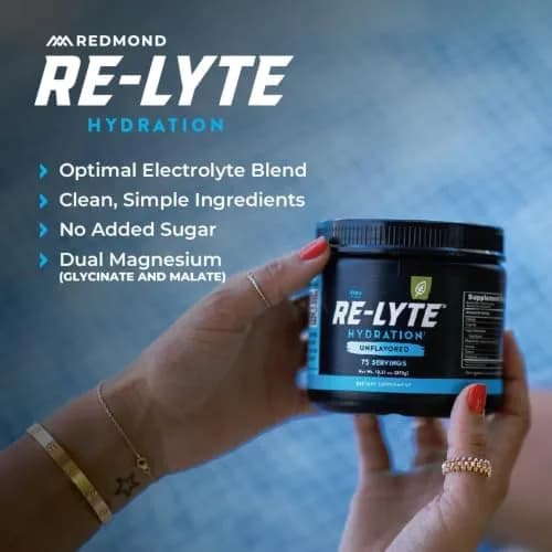 REDMOND Re-Lyte Sugar Free Electrolyte Powder Drink Mix (Unflavored) | Hydrates Naturally, Supports Muscle & Cell Function thumbnail 4