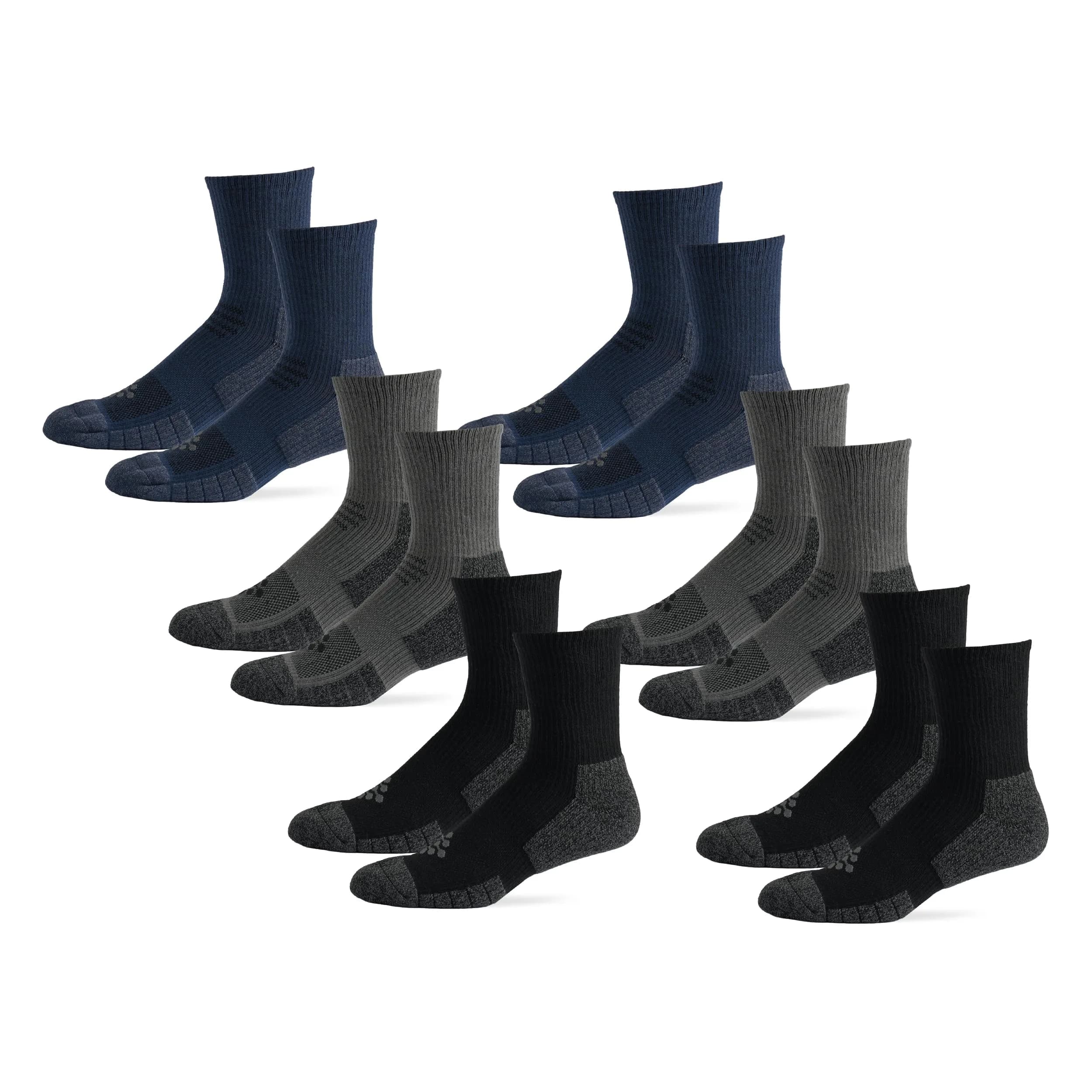 Grandview Hosiery LLC Flow Cushion High Impact Mid-Crew Socks 10-14.5 | Impact-Absorbing Athletic Socks for Men