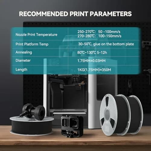 SUNLU Easy PA Nylon Filament 1.75mm Black 1kg (2.2lb) | High Strength, Low Warp, Heat Resistant Engineering Filament thumbnail 7