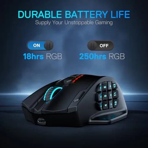 Redragon M913 MAX Wireless MMO Gaming Mouse 26000 DPI | 18 Programmable Buttons, 26000 DPI thumbnail 5