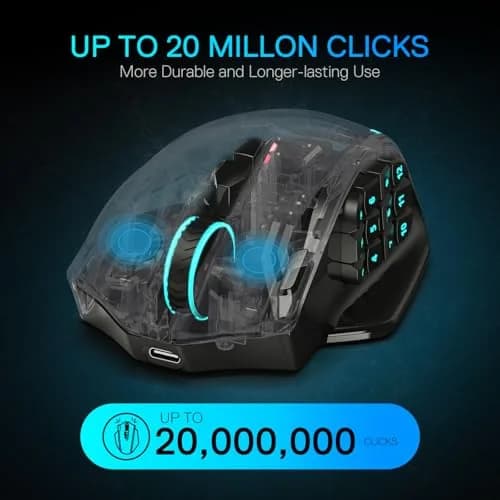 Redragon M913 MAX Wireless MMO Gaming Mouse 26000 DPI | 18 Programmable Buttons, 26000 DPI thumbnail 6