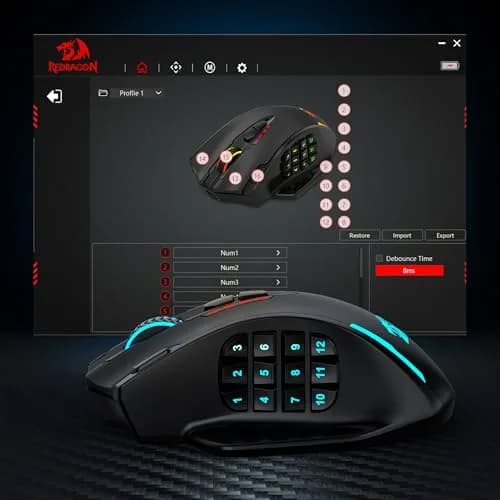 Redragon M913 MAX Wireless MMO Gaming Mouse 26000 DPI | 18 Programmable Buttons, 26000 DPI thumbnail 8
