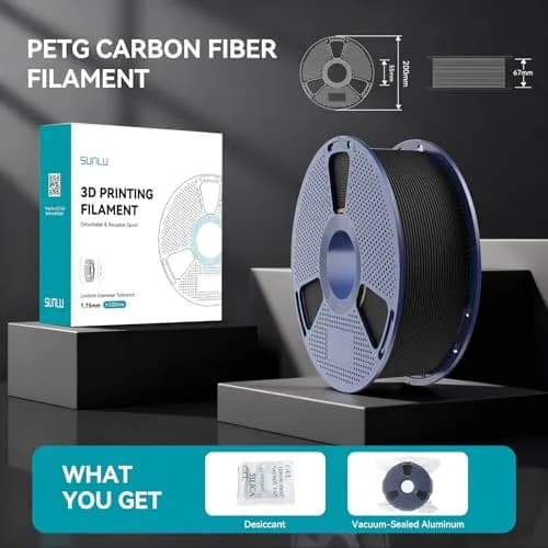 SUNLU Carbon Fiber PETG Filament 1.75mm Black 1kg (2.2lb) | Enhanced Toughness & Rigidity thumbnail 9