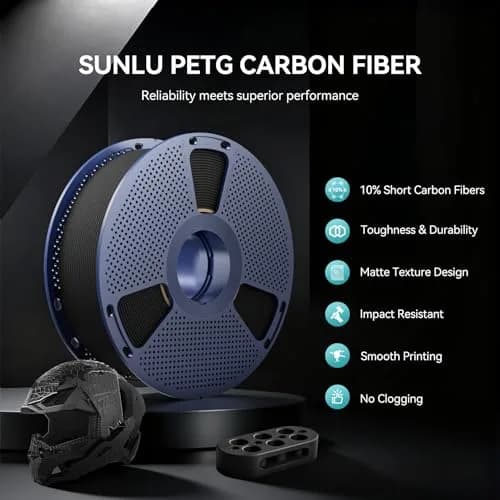 SUNLU Carbon Fiber PETG Filament 1.75mm Black 1kg (2.2lb) | Enhanced Toughness & Rigidity thumbnail 2