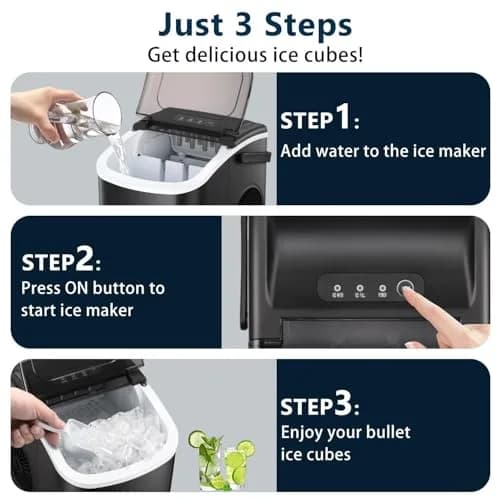 Electactic Portable Countertop Ice Maker Machine with Self-Cleaning Function, 26 lbs/24 Hours, 1.3L Water Tank | 220V Compatible thumbnail 4