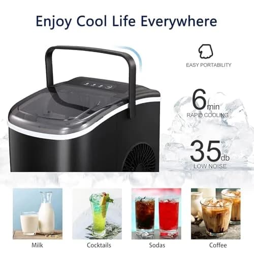 Electactic Portable Countertop Ice Maker Machine with Self-Cleaning Function, 26 lbs/24 Hours, 1.3L Water Tank | 220V Compatible thumbnail 3