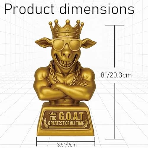 Mascotwish Muscle Goat Trophy – 9" G.O.A.T. with Muscle Resin Award for Fantasy Football, Office Desk, Best Player Trophy thumbnail 2