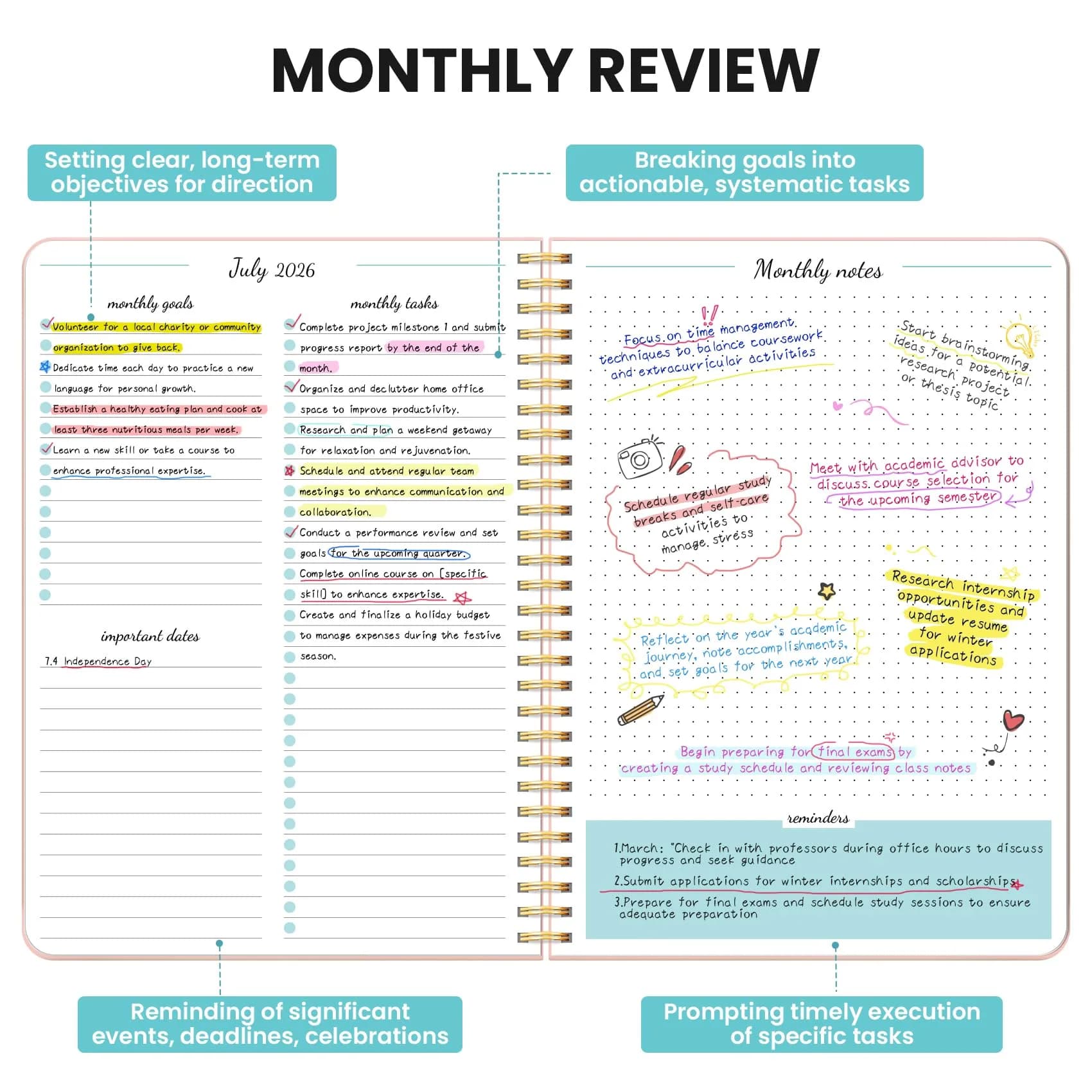 Taja Monthly Planner 2026-2027 (7" x 10") in D-Pink | Plan Your Next 2 Years with Goals, Tasks, and Notes - view 3