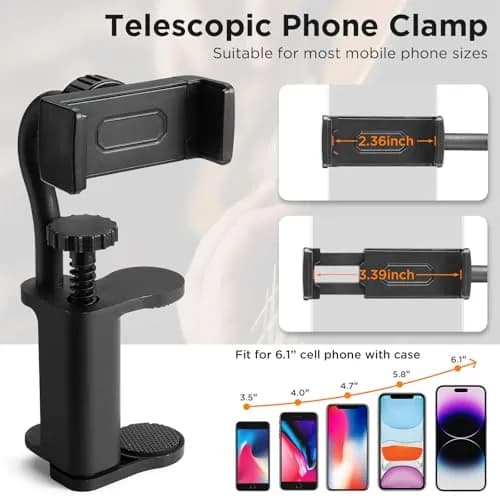Facmogu Guitar Phone Holder, 360° Rotatable, Universal Smartphone Clamp for Guitar & Ukulele, Black thumbnail 3
