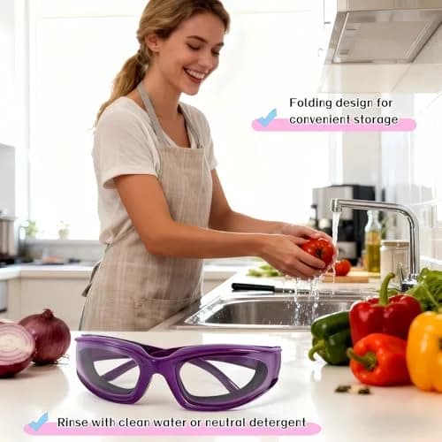 RyanDesign Tear-Free Onion Goggles, Anti Fog Kitchen Safety Glasses for Cutting Onions & Peppers - Windproof, Dustproof Protective Eyewear with Ultra-Light Frame for Cooking, Grilling(Purple) thumbnail 5