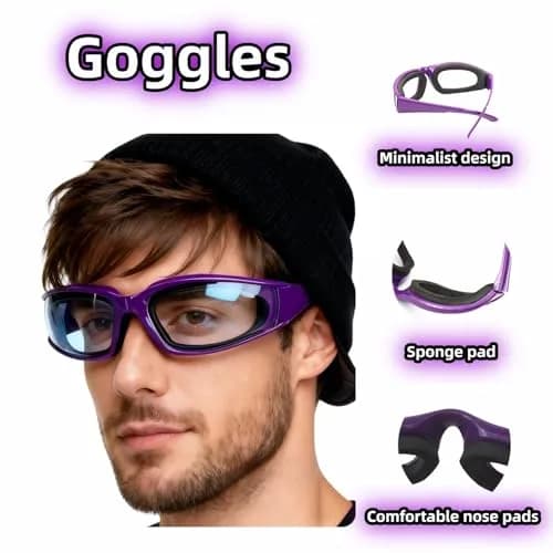 RyanDesign Tear-Free Onion Goggles, Anti Fog Kitchen Safety Glasses for Cutting Onions & Peppers - Windproof, Dustproof Protective Eyewear with Ultra-Light Frame for Cooking, Grilling(Purple) thumbnail 6