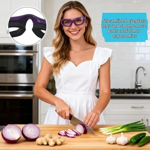 RyanDesign Tear-Free Onion Goggles, Anti Fog Kitchen Safety Glasses for Cutting Onions & Peppers - Windproof, Dustproof Protective Eyewear with Ultra-Light Frame for Cooking, Grilling(Purple) thumbnail 3
