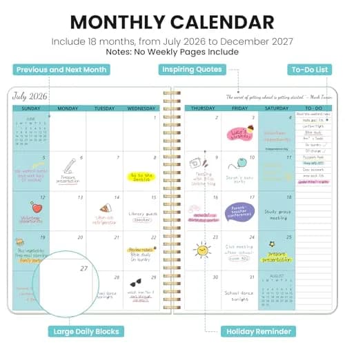 Taja Monthly Planner 2026-2027 7x10 inches | 18 Months Calendar, Jul 2026-Dec 2027 thumbnail 2