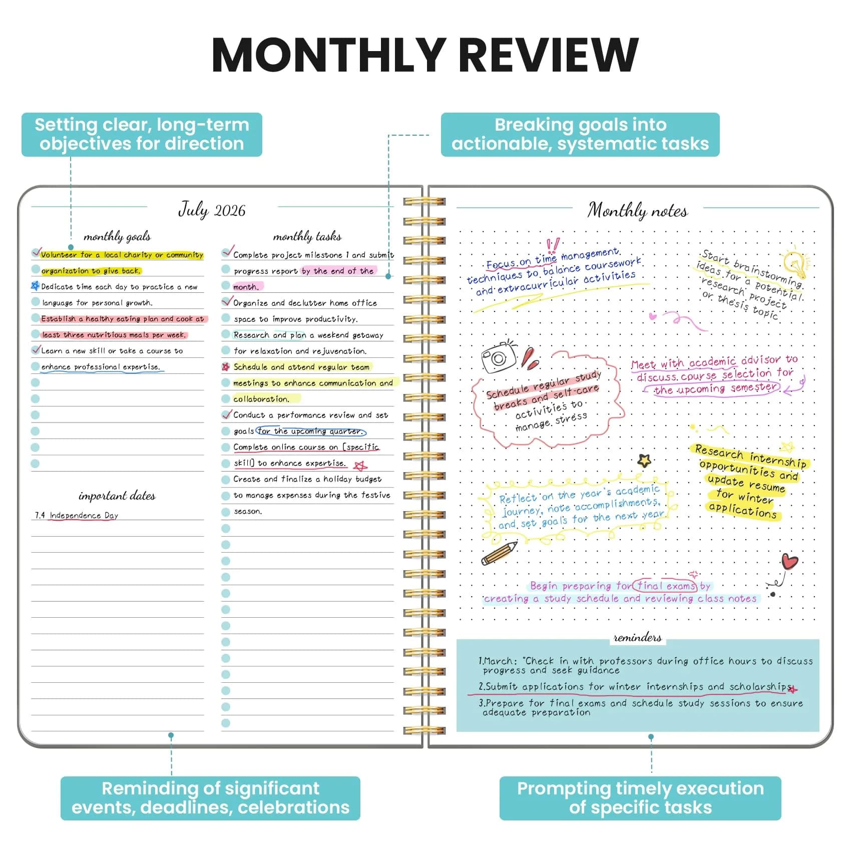 Taja Monthly Planner 2026-2027, 18 Months Calendar, Jul 2026-Dec 2027, 7" x 10" | Plan Your Year with Acid-Free Paper - view 3