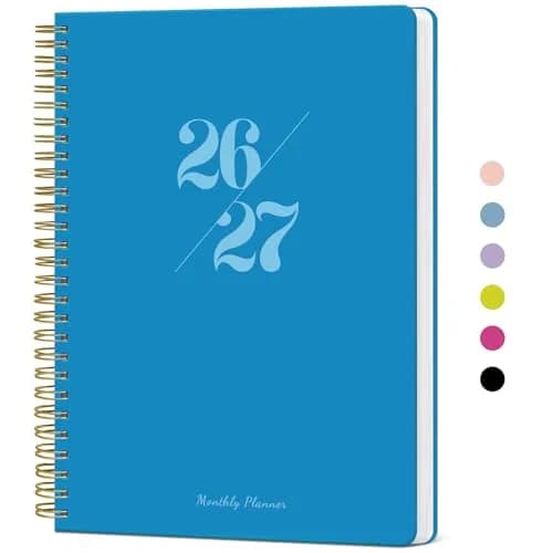 Taja Monthly Planner 2026-2027 7x10 inches | 18 Months Calendar, Jul 2026-Dec 2027, Azure Blue — N-Azure Blue