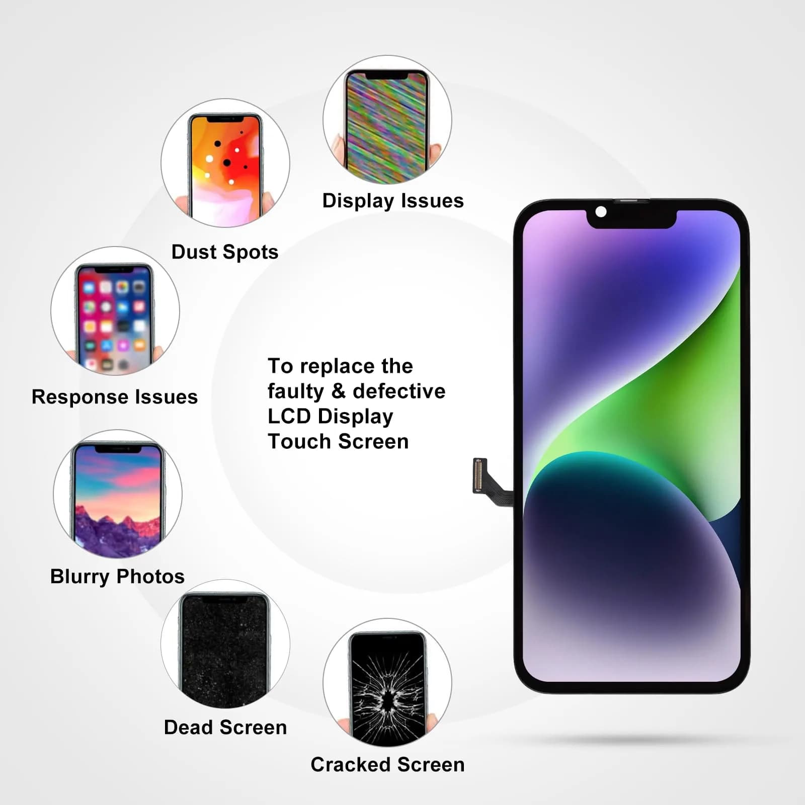 LL TRADER iPhone 14 Screen Replacement 6.1" FHD LCD Display with Repair Kit - view 4