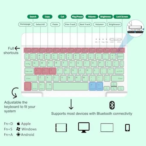 MMK Keyboard Case for Samsung Galaxy Tab A9+ 11 Inch | Detachable Bluetooth Keyboard, Long Battery Life, All-Around TPU Protection thumbnail 3