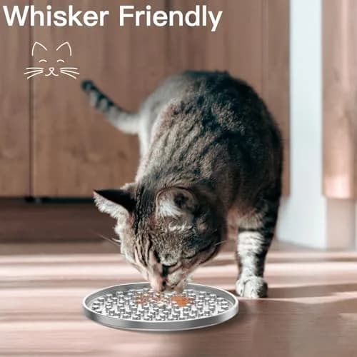 Feedoo Double Wall Stainless Steel Lick Mat for Dogs & Cats, Chew Proof Slow Feeder with Non-Slip Base, 2-Pack (8.26" Diameter) thumbnail 5